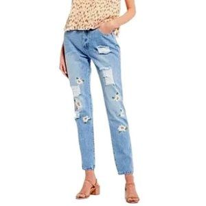 Chelsea & Violet Distressed Flower Jeans